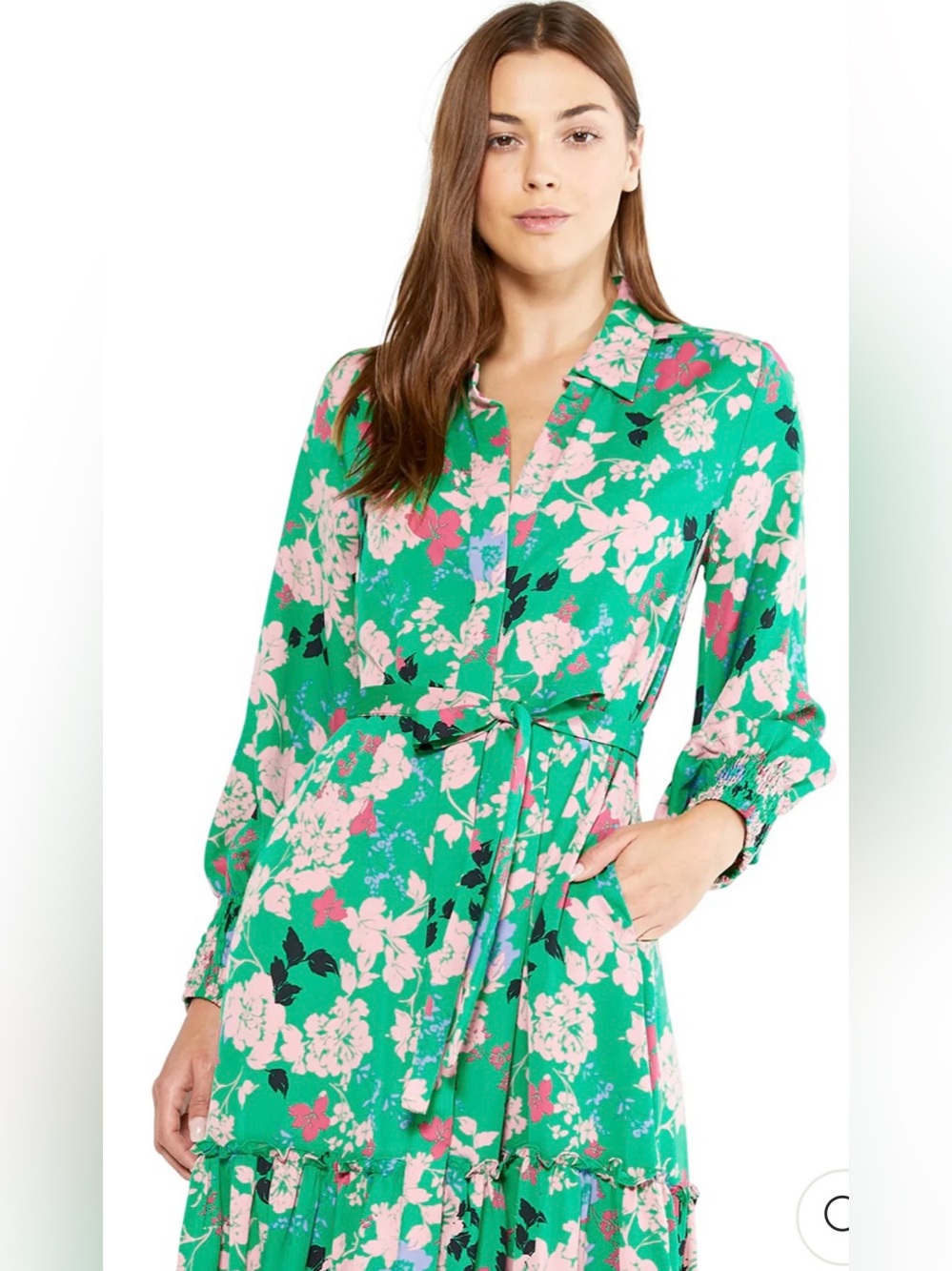 Misa Los Angeles Esmee Dress Green Floral Tie-Waist Maxi Dress Sz XS - Picture 4 of 11
